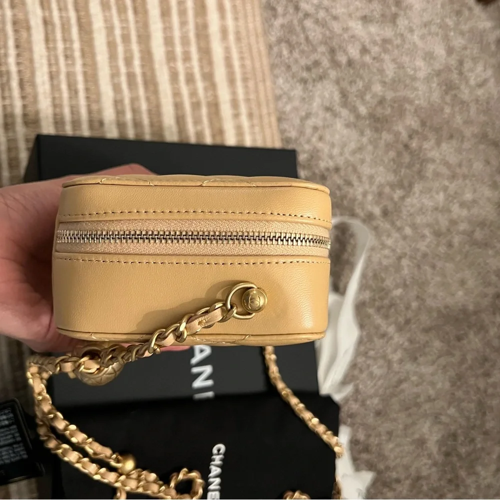 CHANEL Quilted Lambskin Camera Vanity CC Pearl Crush Crossbody Bag